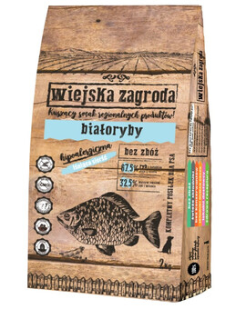 WIEJSKA ZAGRODA - Croquettes hypoallergéniques saumon, merlan, hareng pour chiens - 2 kg
