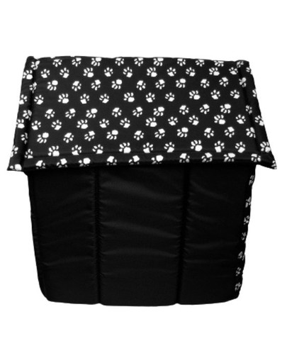 PETSBED Chenil noir avec motif de pattes 44 x 38 cm