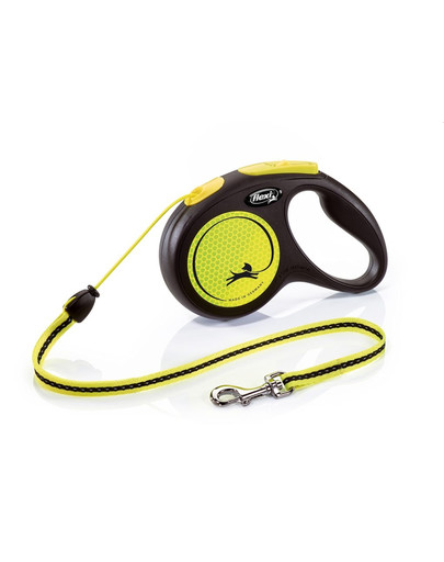 FLEXI Laisse réfléchissante New Neon M Corde 5m Jaune/Noir