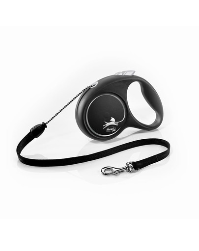 FLEXI Laisse automatique Black Design M Corde 5m Noir