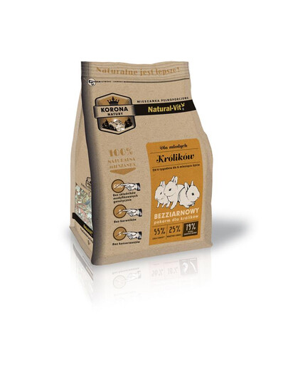 NATURAL-VIT Korona Natury Mieszanka bezziarnowa dla młodych królików 750 g
