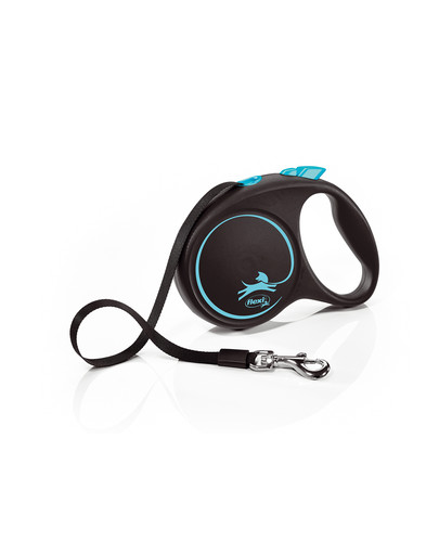 FLEXI Guinzaglio automatico Black Design S strap 5 m blu