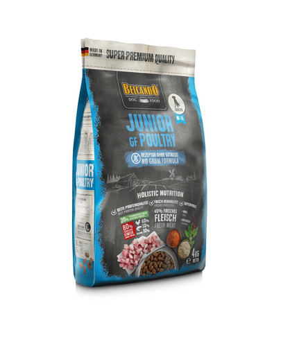 BELCANDO Finest Grain Free Junior M-XL - Croquettes de volaille pour chiots de moyennes et grandes races à partir de 4 mois - 4 kg