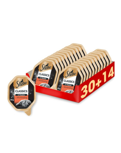SHEBA Classics in Pastete z Wołowiną 44 x 85g (30 + 14 gratis)