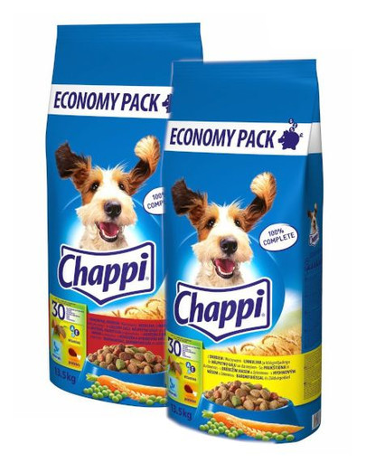 CHAPPI MIX z wołowiną, drobiem i warzywami oraz z drobiem i warzywami 27kg (2x13,5kg)