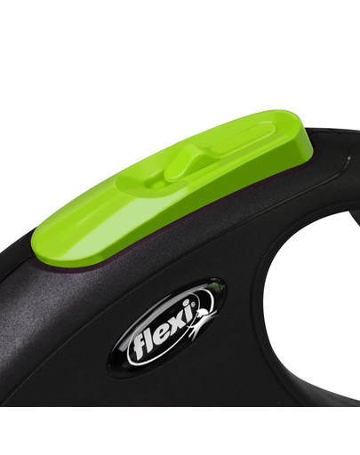 FLEXI Laisse réfléchissante & automatique New Neon S Sangle 5m Vert/Noir
