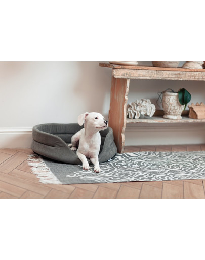 FERA Lit ovale pour chien 66x55x17 cm gris