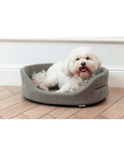 FERA Lit ovale pour chien 66x55x17 cm gris