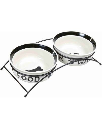TRIXIE Ensemble de gamelles en céramique et support