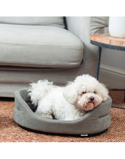 FERA Lit ovale pour chien 61x51x16 cm gris