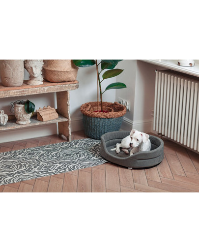 FERA Lit pour chien ovale gris 75x62x22 cm