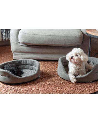 FERA Lit pour chien ovale gris 75x62x22 cm