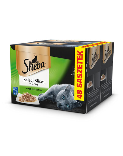 SHEBA Select Slices in Gravy nourriture humide pour chats en sauce 48 sachets de 85 g