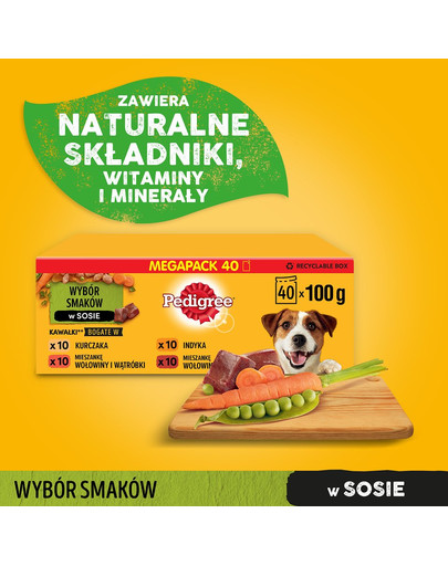 PEDIGREE Adult sachet 40x100g Mélange de saveurs en sauce poulet, bœuf, dinde, agneau avec légumes