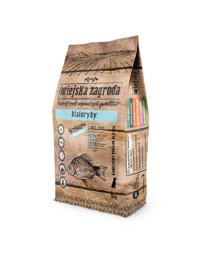 WIEJSKA ZAGRODA - Croquettes hypoallergéniques saumon, merlan, hareng pour chiens - 9 kg