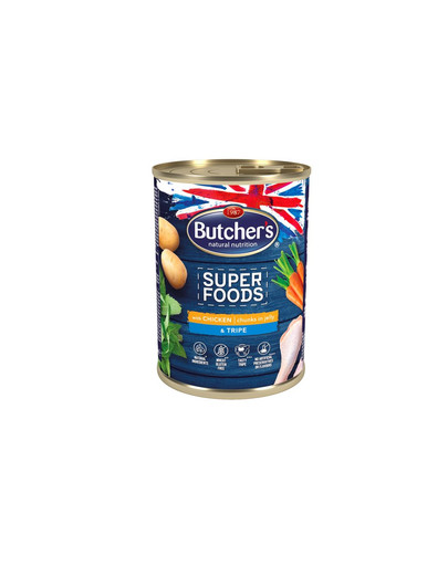 BUTCHER'S Superfoods Dog Tripe Morceaux de poulet en gelée 400 g