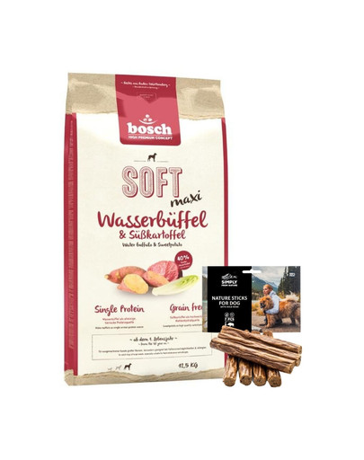 BOSCH Soft Maxi bawół wodny bataty 12,5 kg + naturalne cygara z dzikiem 7 szt.