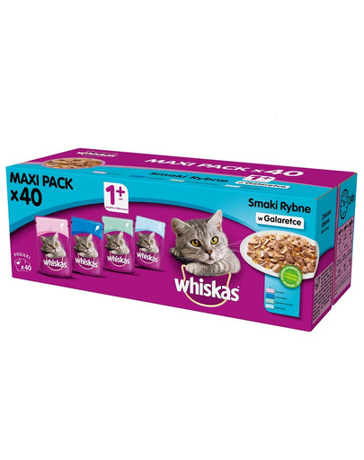 WHISKAS Adult Saveurs de poisson en gelée sachet 40 x 100 g