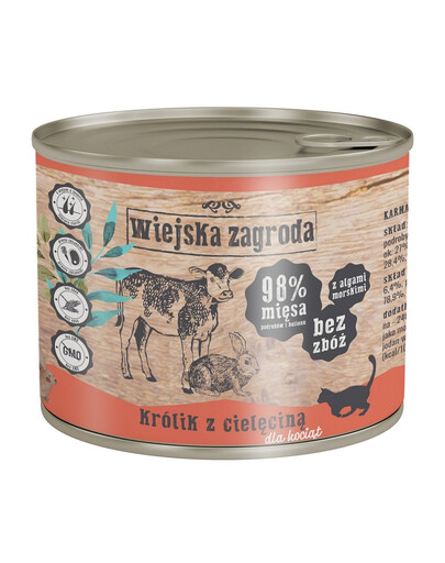 WIEJSKA ZAGRODA Kitten Królik i cielęcina 200 g puszka dla kociąt