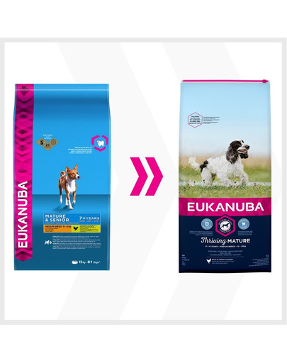 EUKANUBA Chien Mature & Senior 7+ Medium Breed - Riche en poulet frais pour les chiens adultes de race moyenne âgés de 7 à 10 ans - 15 kg