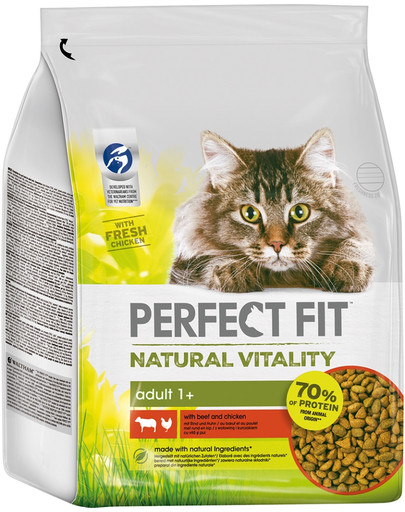 PERFECT FIT Natural Vitality avec du bœuf et du poulet pour chats adultes 2,4 kg