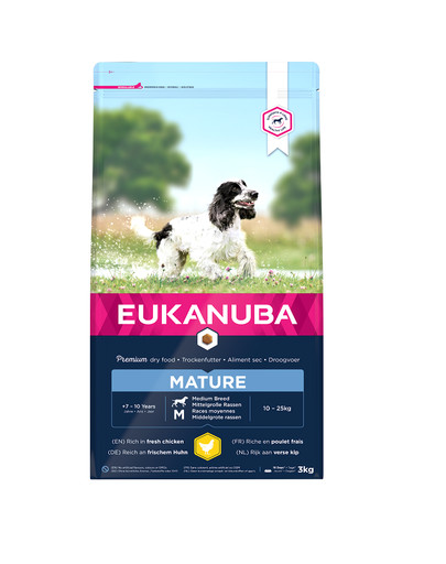 EUKANUBA Senior Races moyennes Chicken Riche en poulet frais 3 kg