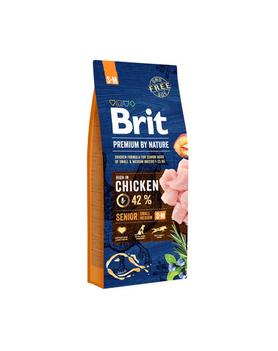 BRIT Premium By Nature Chicken Senior Small Medium S+M 15kg