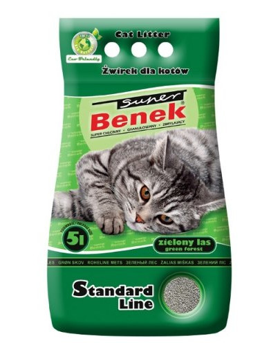 BENEK Super lettiera profumata per gatti 5l + 0,1 FREE verde