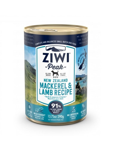 ZIWIPEAK Dog Pâtée pour chien au maquereau et à l'agneau 390 g