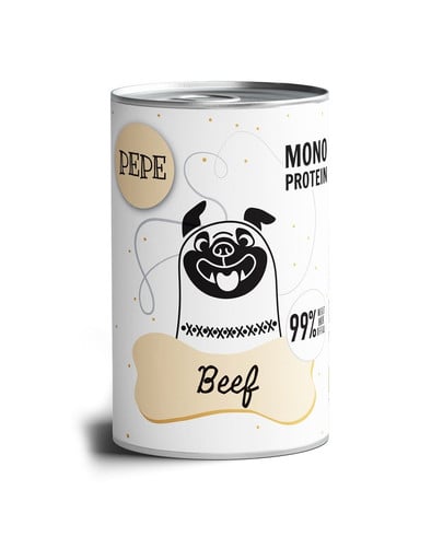 PAKA ZWIERZAKA PEPE Beef 99% (manzo) 400 g di alimento monoproteico