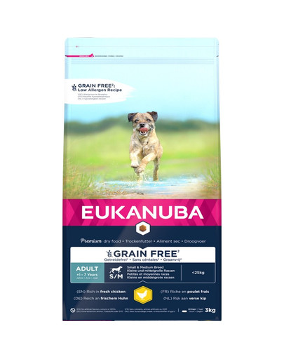 EUKANUBA Adult Grain Free S/M Razze piccole e medie 3 kg
