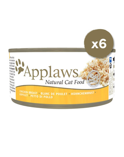 APPLAWS Cat Tin Cibo umido per gatti con petto di pollo 6 x 70 g