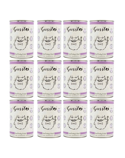 GUSSTO Cat Fresh Turkey & Duck cibo umido per gatti a base di tacchino e anatra 12x400 g