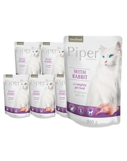 DOLINA NOTECI PIPER Animals con coniglio per gatti sterilizzati 10 x 100g