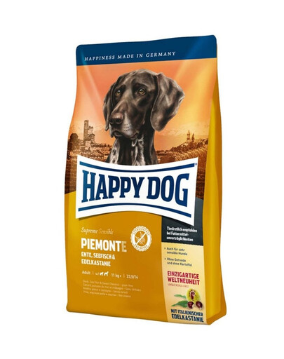 HAPPY DOG Supreme Piemonte - kaczka, kasztan, ryby 8 kg (2 x 4 kg)