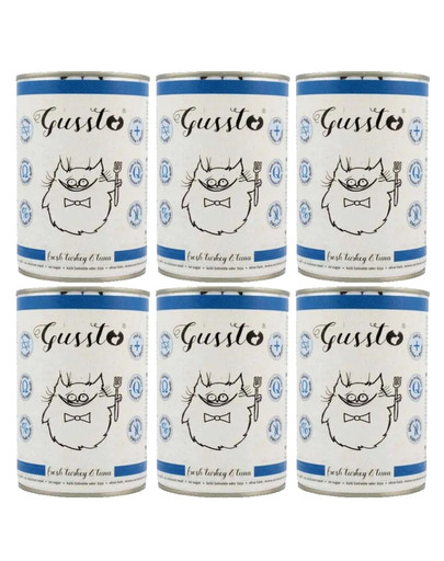 GUSSTO Fresh Turkey & Tuna carne fresca di tacchino con tonno 6x400 g