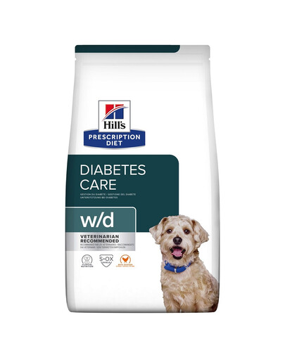 HILL'S Prescription Diet Canine w/d Diabetes Care Croquettes au poulet pour le soin du diabète 8 kg (2x4 kg)