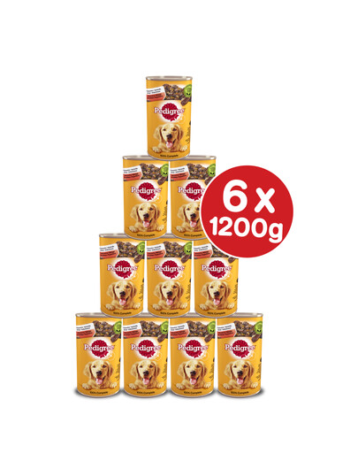 PEDIGREE Adult 6x1200g - mokra karma dla psów z wołowiną w puszce