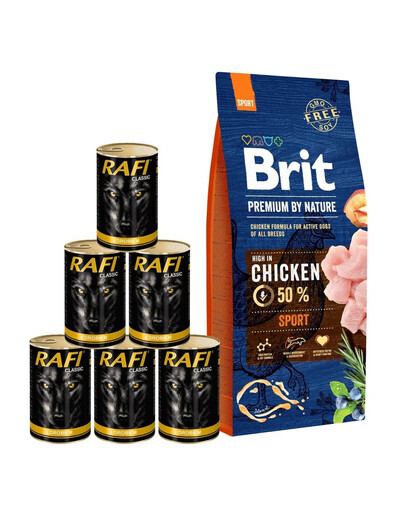 BRIT Premium By Nature Sport 15kg + umido 6 x 1240 g