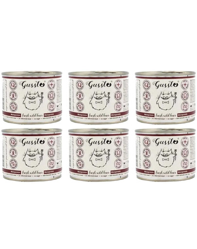 GUSSTO Cat Fresh Wild Boar cibo umido per gatti cinghiale 6x200 g