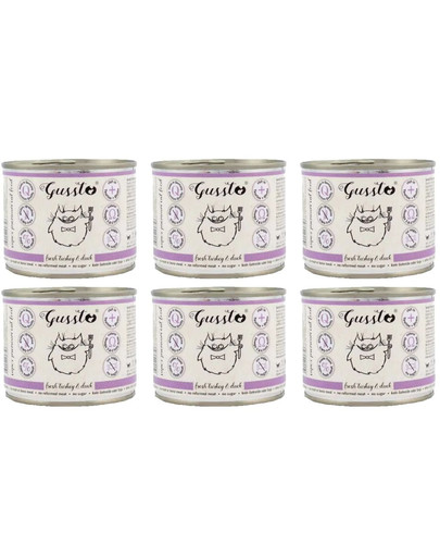 GUSSTO Fresh Turkey & Duck - carne fresca di tacchino con anatra 6x200 g
