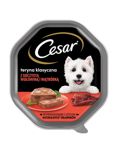 CESAR 150 g alimento umido completo per cani adulti con manzo e fegato succulenti