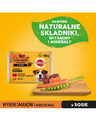 PEDIGREE Adult manzo, agnello, tacchino, carote 4x100g cibo umido per cani adulti