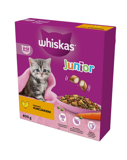 WHISKAS Junior 800 g sucha karma pełnoporcjowa dla kociąt z pysznym kurczakiem
