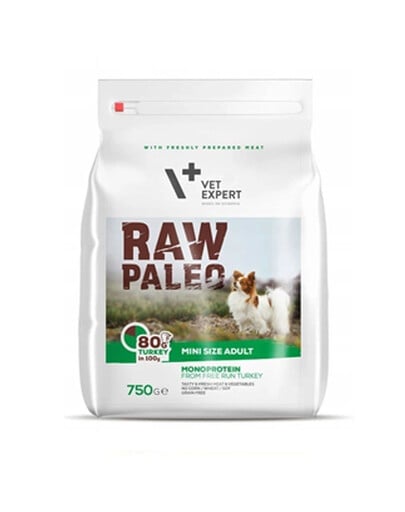 VETEXPERT RAW PALEO Adult Mini turkey 750 g dla psów dorosłych indyk