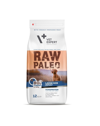 VETEXPERT RAW PALEO Adult Large turkey 12 kg per cani adulti di razza grande tacchino
