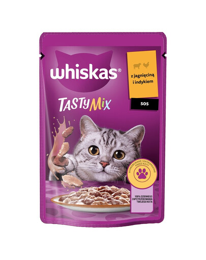 WHISKAS Adult saszetka 85g mokra karma dla dorosłych kotów w sosie z jagnięciną i indykiem