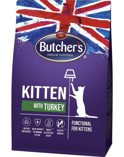 BUTCHER'S Functional Cat Dry Junior con tacchino 800 g
