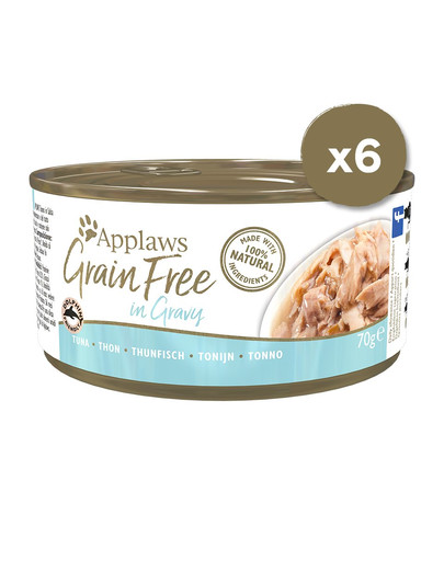 APPLAWS Cat Tin Grain Free Cibo umido per gatti tonno in salsa 6x70 g