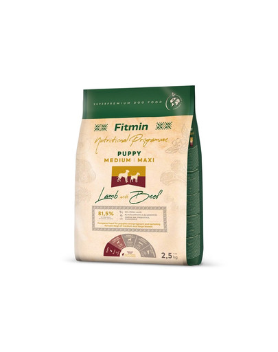 FITMIN Dog Nutritional Programme Medium Maxi Puppy Lamb&Beef 2,5 kg per cuccioli di razze medie e grandi